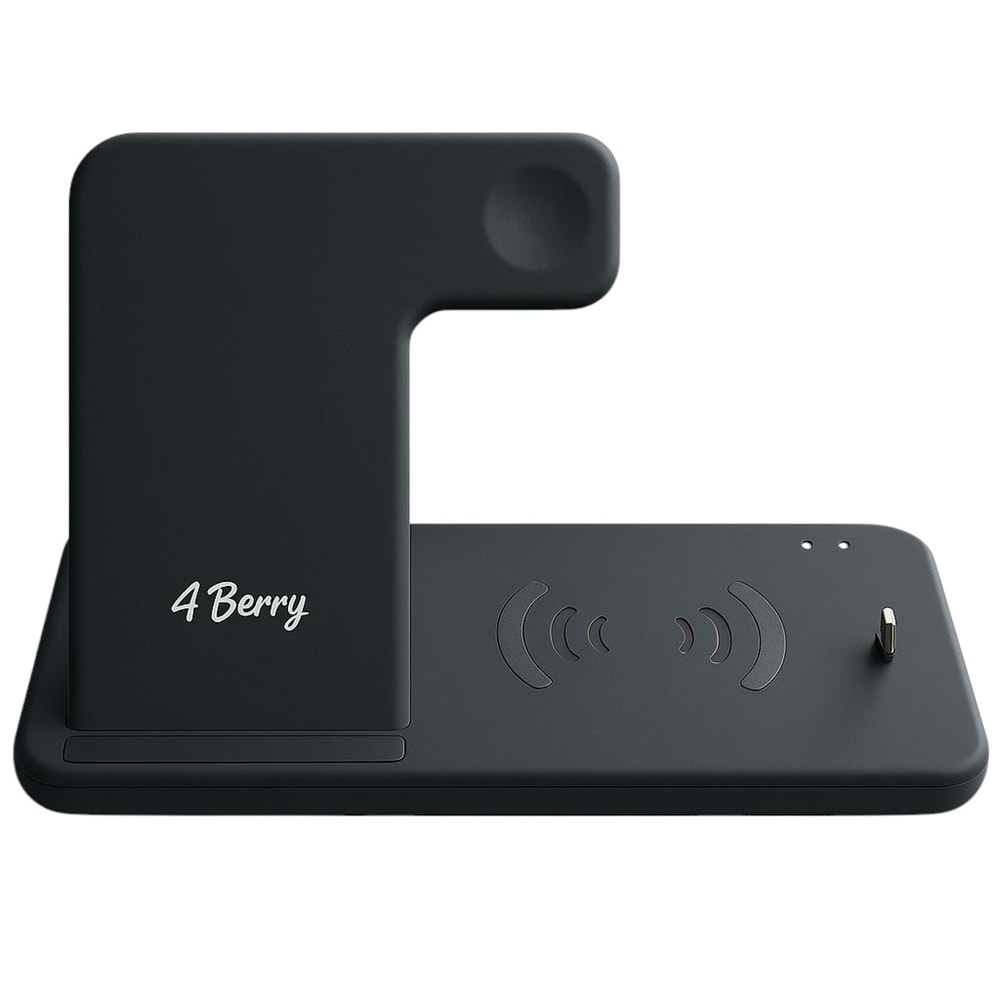 ABK-Q20S Siyah 4-in-1 Kablosuz Şarj Standı – Telefon, Saat, Kulaklık, Apple Pencil