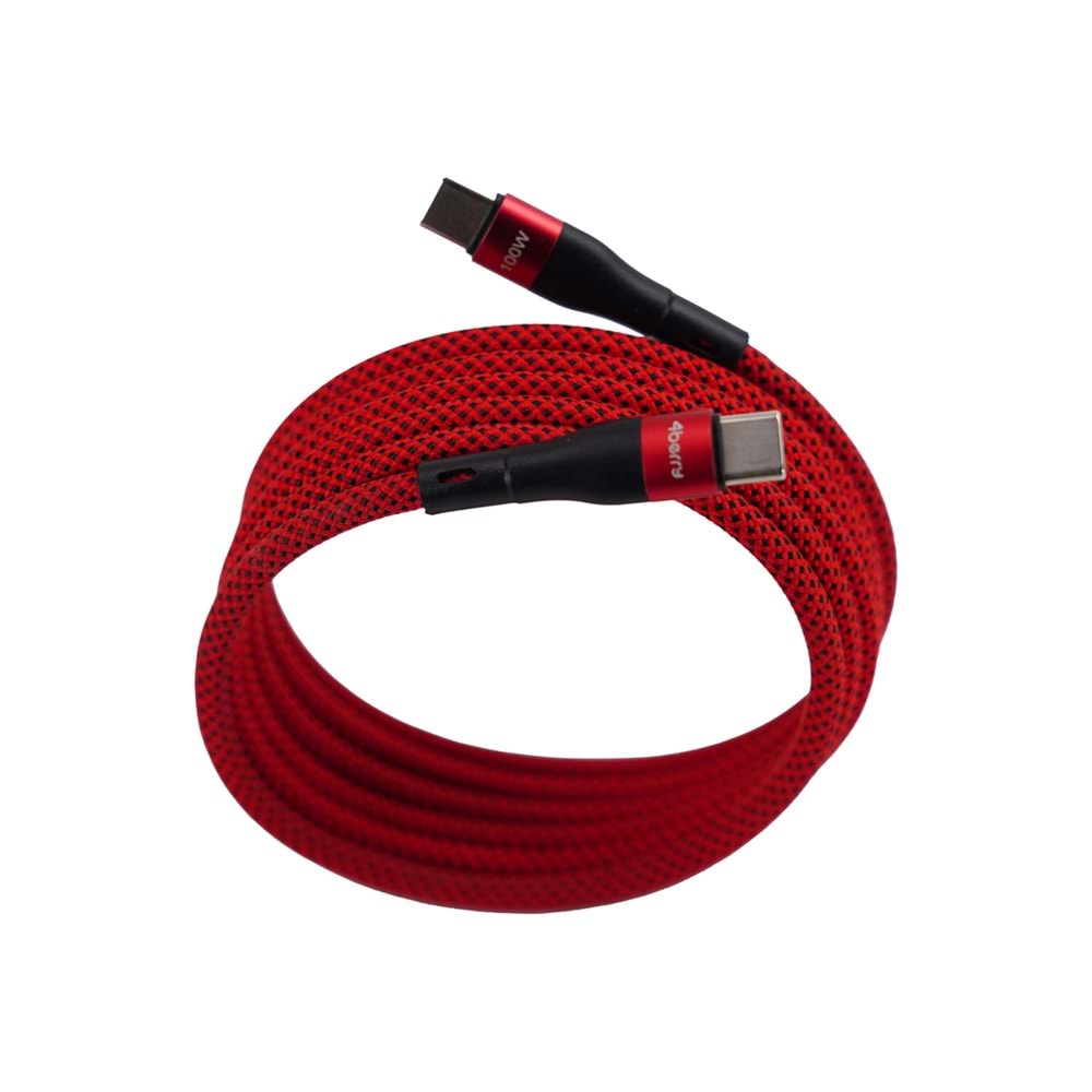 BMCC-06 Kirmizi USB-C-C Manyetik Kablo – 2 m, 100 W Süper Hızlı Şarj