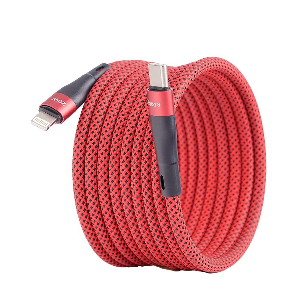 BMLC-03 Kirmizi Manyetik 2m Hızlı Şarj Kablosu – Type-C - Lightning, 3 A