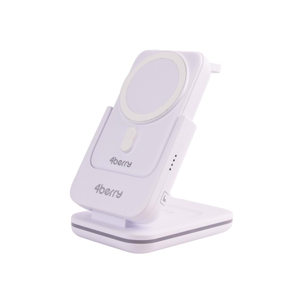 BWLm01B Beyaz Powerbank & Stand – 5-in-1, 5000 mAh, 20 W Hızlı Şarj