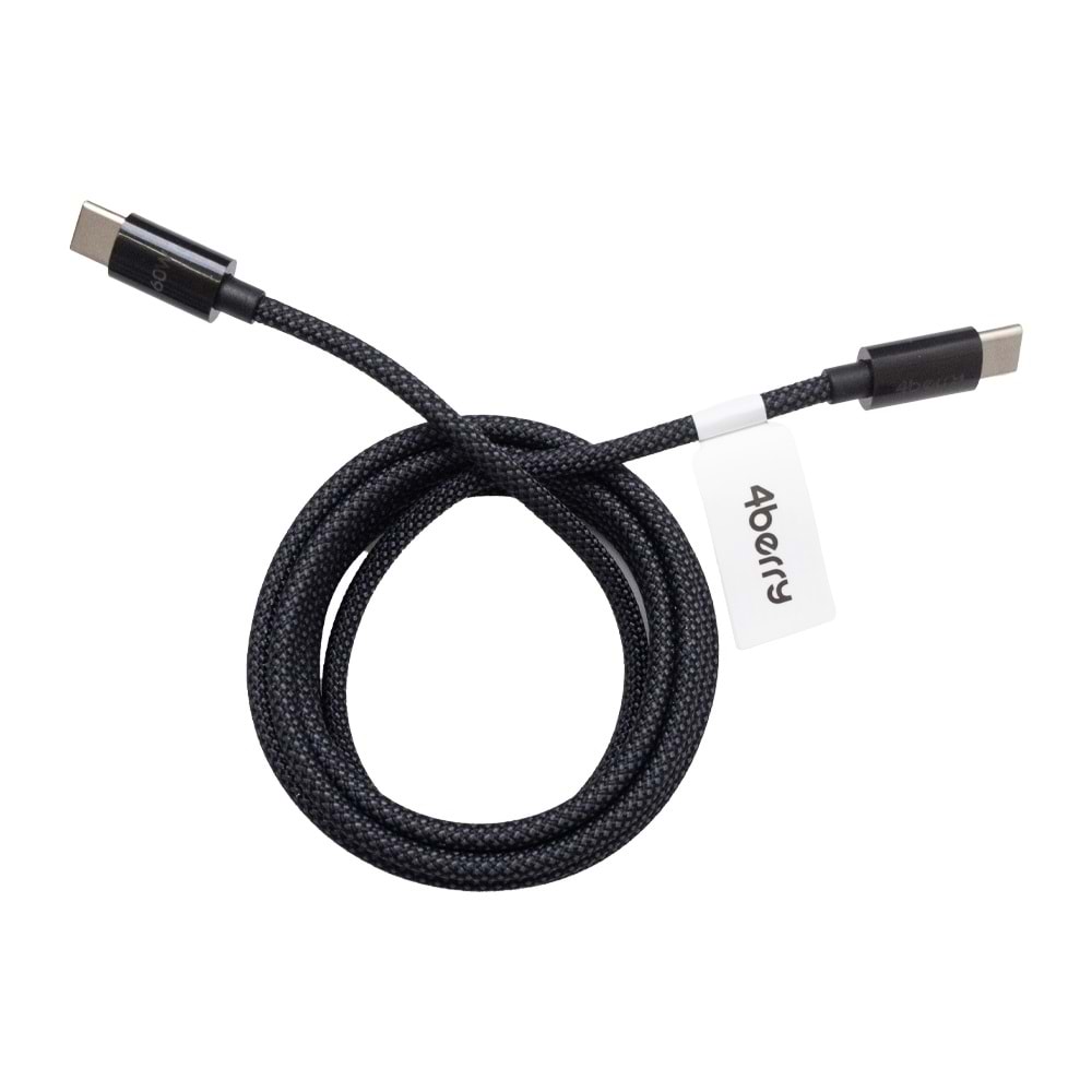 ECO-CC Siyah USB-C-C Kablosu – 1.2 m, Örgülü, 60 W Hızlı Şarj