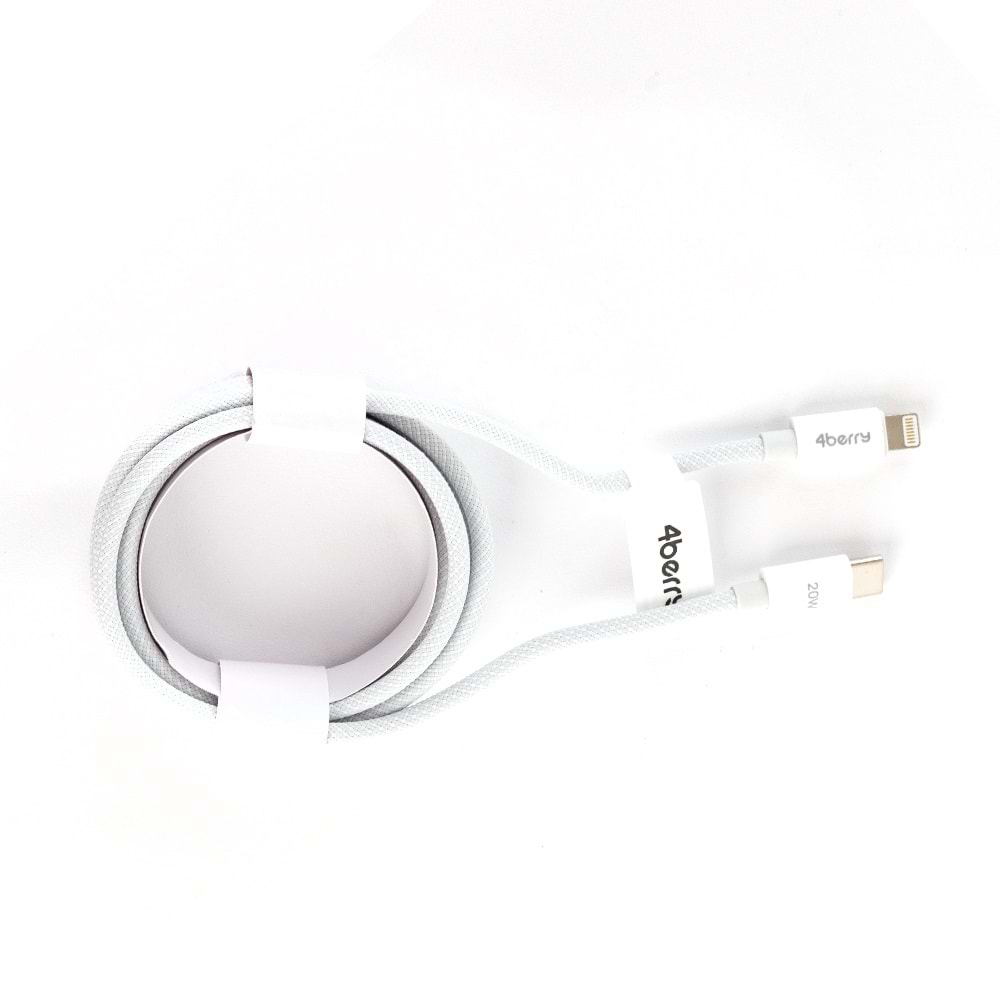 ECO-CL Örgülü Beyaz USB-A›Lightning Kablo – 1.2 m,2.4 A Hızlı Şarj