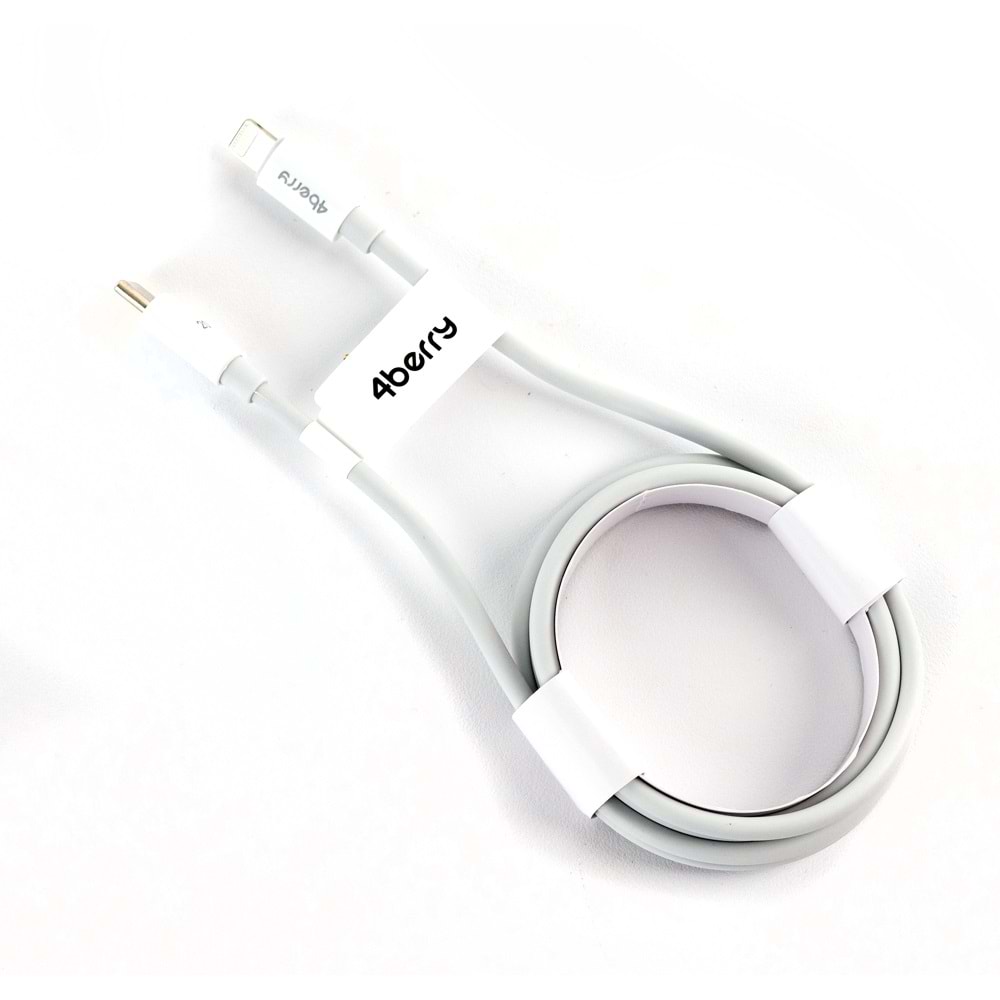 4Berry ECO-CLT Beyaz USB-C-Lightning Kablo – 1.2 m, 20 W Hızlı Şarj