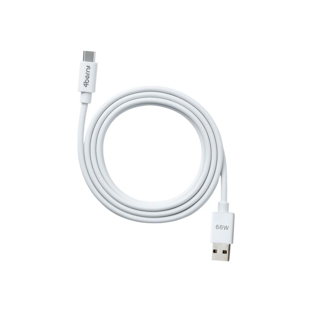 ECO-ACT Beyaz USB-A-C Kablo – 1.2 m, 66 W Hızlı Şarj, Dayanıklı Plastik Yapı