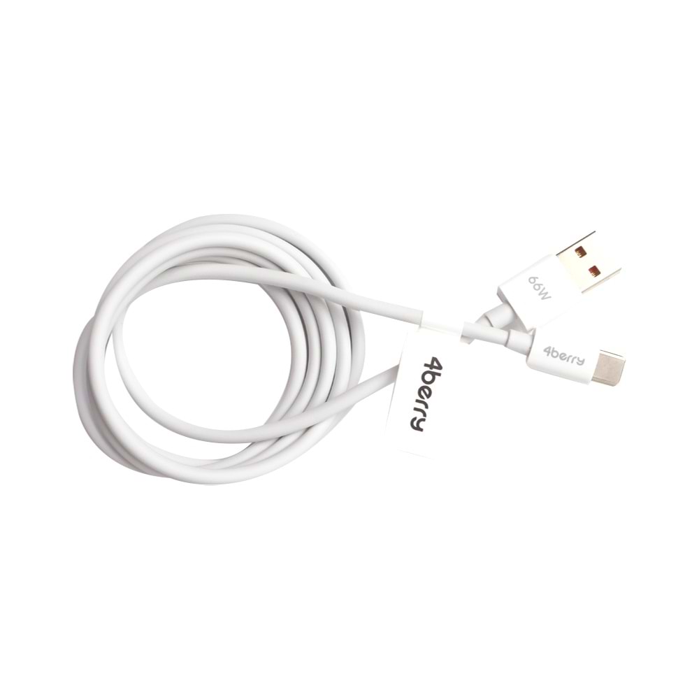 ECO-ACT Beyaz USB-A-C Kablo – 1.2 m, 66 W Hızlı Şarj, Dayanıklı Plastik Yapı