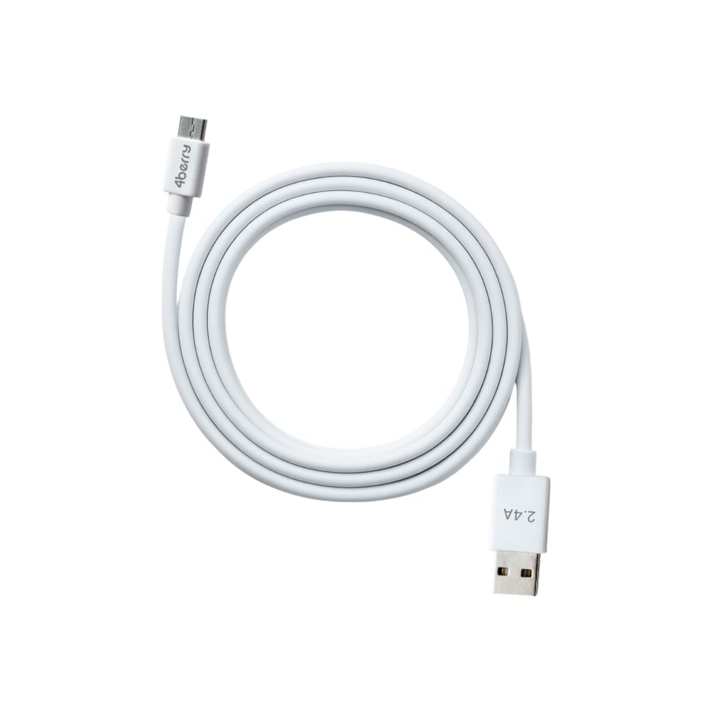 ECO-AMT Beyaz USB-A-Micro USB Kablo – 1.2 m, 2.4 A Hızlı Şarj