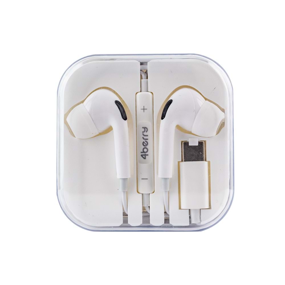 PC01 KABLOLU KULAKLIK PLASTIK BAŞLIK TYPE-C BEYAZ