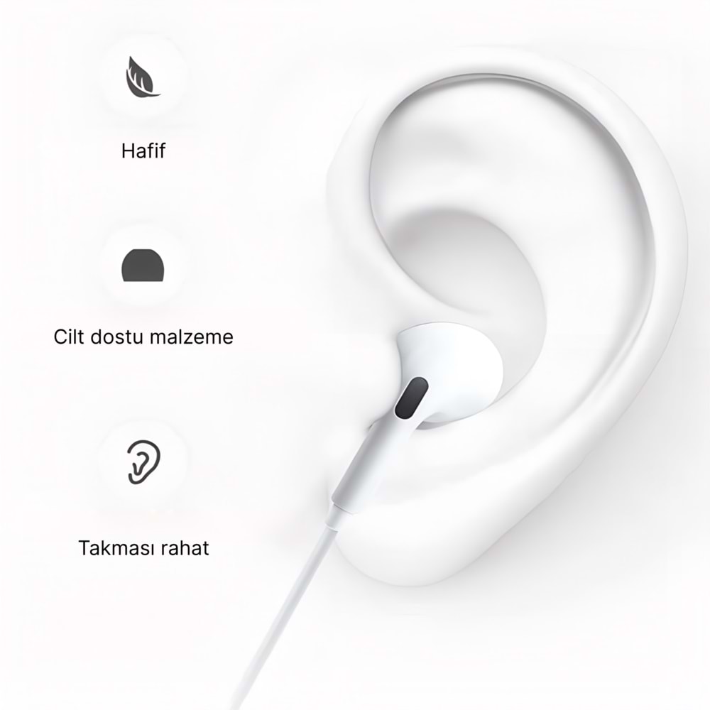 PC03 KABLOLU KULAKLIK PLASTIK BAŞLIK JACK 3.5 BEYAZ