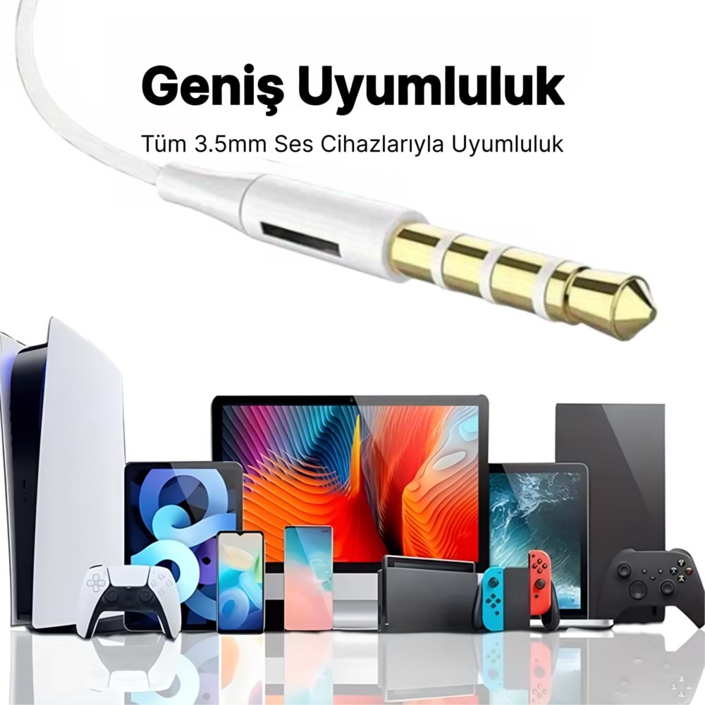 PC03 KABLOLU KULAKLIK PLASTIK BAŞLIK JACK 3.5 BEYAZ