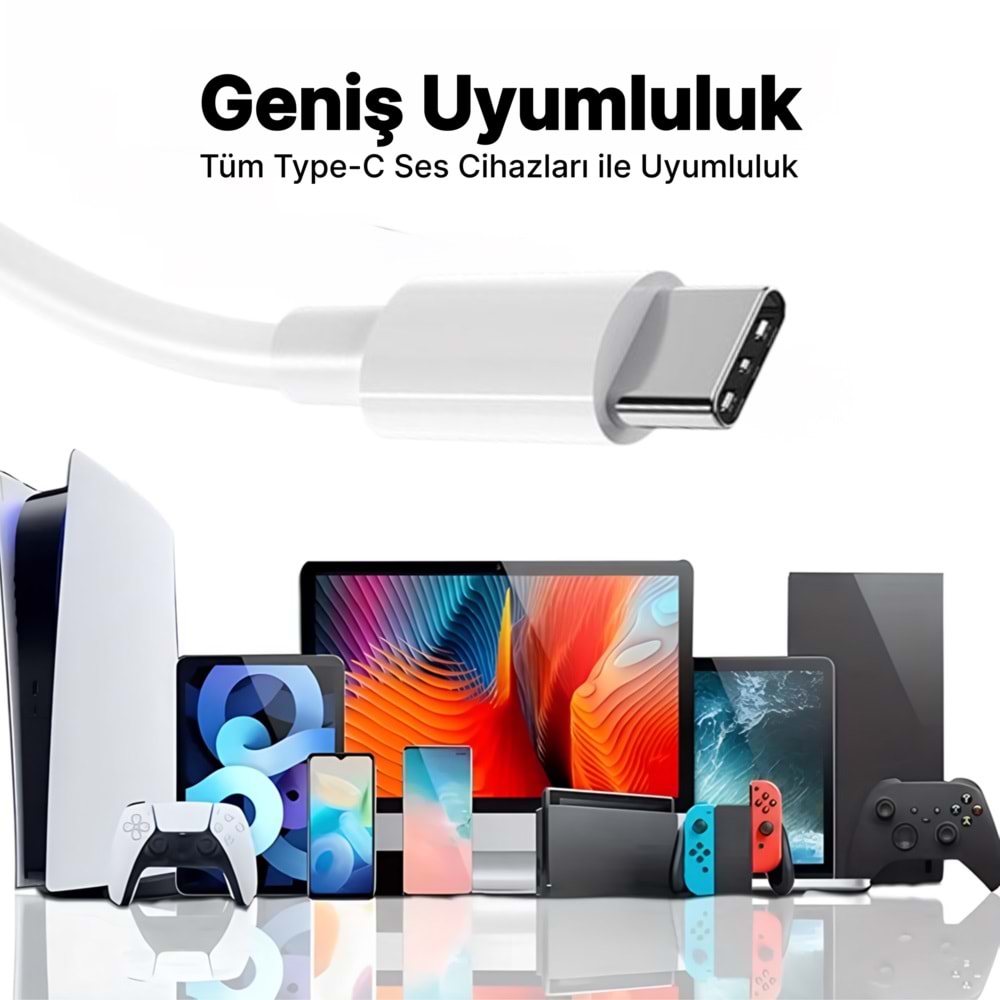 PS01 KABLOLU KULAKLIK TYPE-C BEYAZ