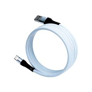 KS-AC01 Beyaz Manyetik USB-C-USB-A Kablo – 1 m, Süper Hızlı Şarj