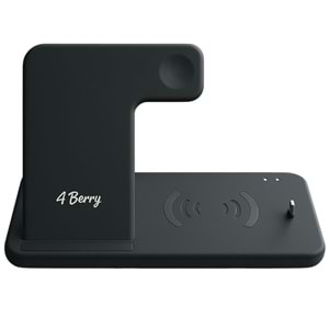 ABK-Q20S Siyah 4-in-1 Kablosuz Şarj Standı – Telefon, Saat, Kulaklık, Apple Pencil