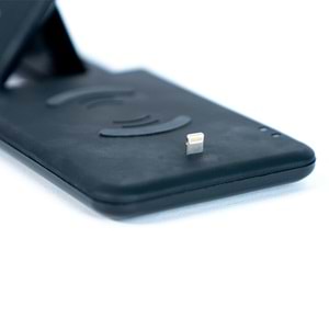 ABK-Q20S Siyah 4-in-1 Kablosuz Şarj Standı – Telefon, Saat, Kulaklık, Apple Pencil