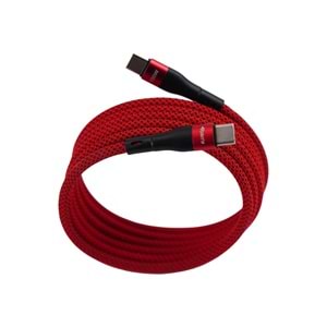 BMCC-06 Kirmizi USB-C-C Manyetik Kablo – 2 m, 100 W Süper Hızlı Şarj