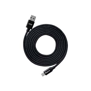 4Berry ECO-AC Siyah USB-A›USB-C Örgülü Kablo – 66 W Hızlı Şarj, 1,2 M