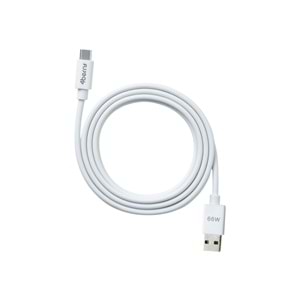 ECO-ACT Beyaz USB-A-C Kablo – 1.2 m, 66 W Hızlı Şarj, Dayanıklı Plastik Yapı