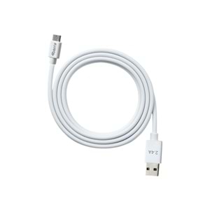 ECO-AMT Beyaz USB-A-Micro USB Kablo – 1.2 m, 2.4 A Hızlı Şarj