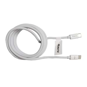 ECO-CC Beyaz USB-C-C Örgülü Kablo – 2 m, 60 W Hızlı Şarj