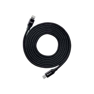 4Berry ECO-CL Siyah USB-C-Lightning 2 m Örgülü Kablo – 20 W Hızlı Şarj