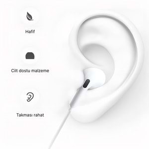 PC02 KABLOLU KULAKLIK PLASTIK BAŞLIK LIGHTNING BEYAZ