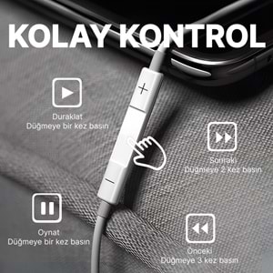 PC02 KABLOLU KULAKLIK PLASTIK BAŞLIK LIGHTNING BEYAZ