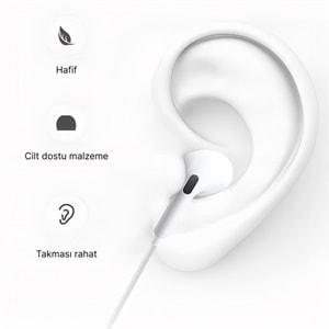 PC03 KABLOLU KULAKLIK PLASTIK BAŞLIK JACK 3.5 BEYAZ