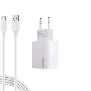 AM18 ECO Bundle 18W Hızlı Şarj Cihazı + Micro USB Kablo , QC 3.0 Destekli