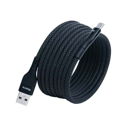 KS-AC01 Siyah Manyetik USB-C-USB-A Kablo – 1 m, Süper Hızlı Şarj
