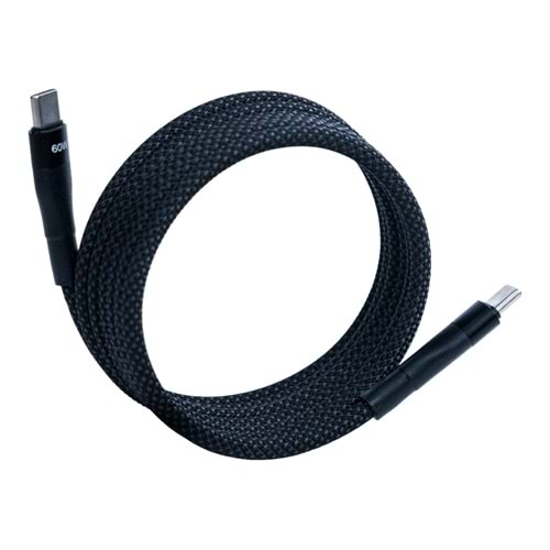 BMCC-03 Siyah Manyetik USB-C-USB-C Kablo – 2 m, 60 W Hızlı Şarj