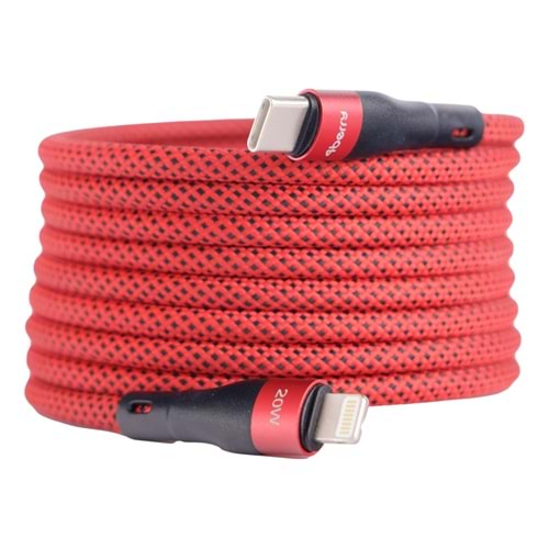 BMLC-01 Kirmizi Manyetik 1m Hızlı Şarj Kablosu – Type-C - Lightning, 3 A