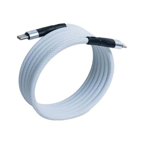 BMLC-02 Beyaz Manyetik 1,5 m Hızlı Şarj Kablosu – Type-C - Lightning, 3 A
