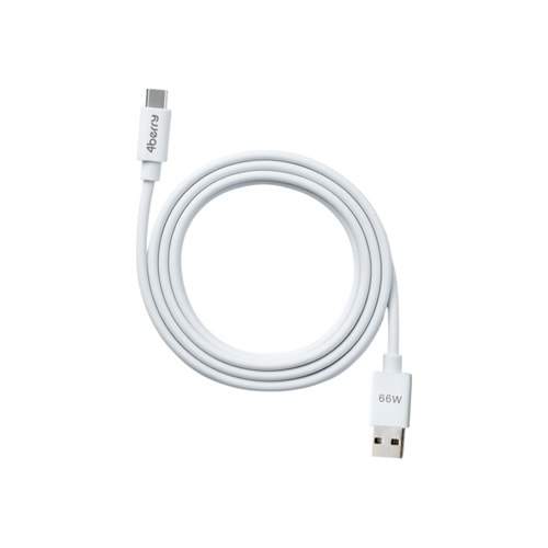 ECO-ACT Beyaz USB-A-C Kablo – 1.2 m, 66 W Hızlı Şarj, Dayanıklı Plastik Yapı