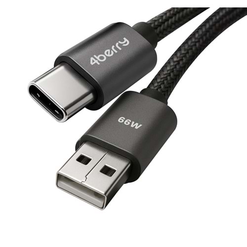 USB-A to Type-C 66W Örgülü Süper Hızlı Şarj Kablosu ve Veri Kablosu 2 M SIYAH