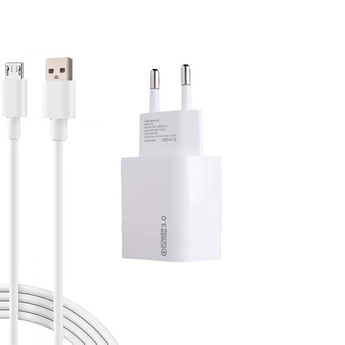 AM18 ECO Bundle 18W Hızlı Şarj Cihazı + Micro USB Kablo , QC 3.0 Destekli
