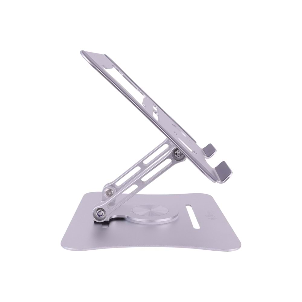 G68G Gri Notebook Standı – Metal, 360° Döner, Yükseklik & Açı Ayarlı Ergonomi