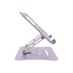 G68G Gri Notebook Standı – Metal, 360° Döner, Yükseklik & Açı Ayarlı Ergonomi