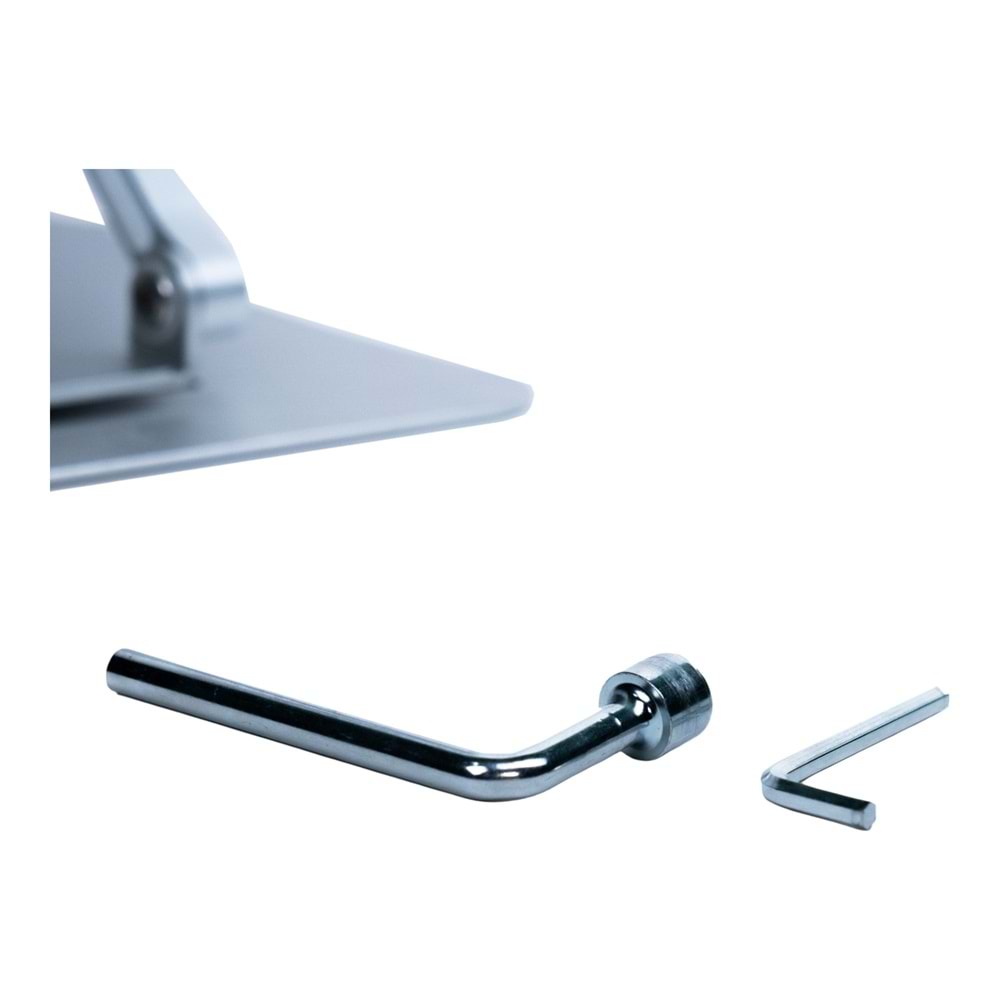 G68G Gri Notebook Standı – Metal, 360° Döner, Yükseklik & Açı Ayarlı Ergonomi