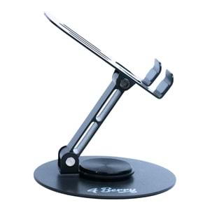 K13 Gri Telefon Standı – Metal, 360° Döner, Ayarlanabilir Yükseklik