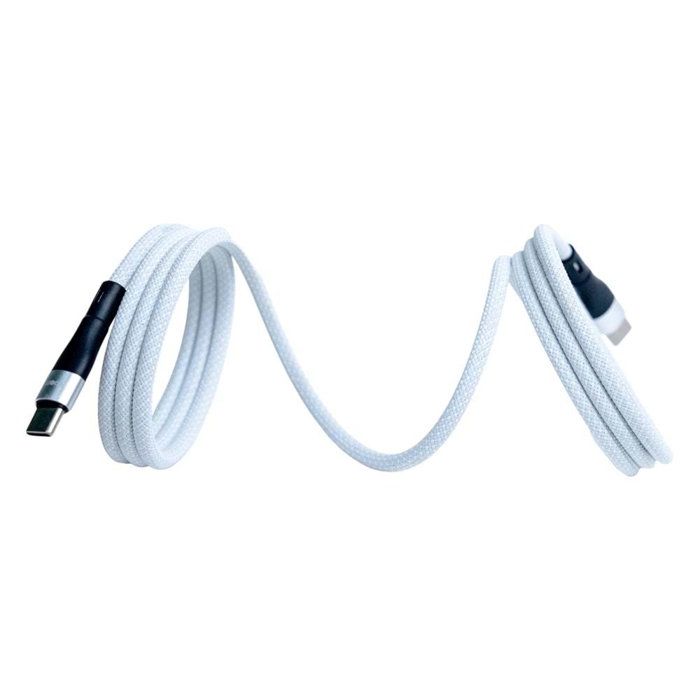 KS-CC01 Beyaz Manyetik USB-C-C Kablo – 1 m, Süper Hızlı