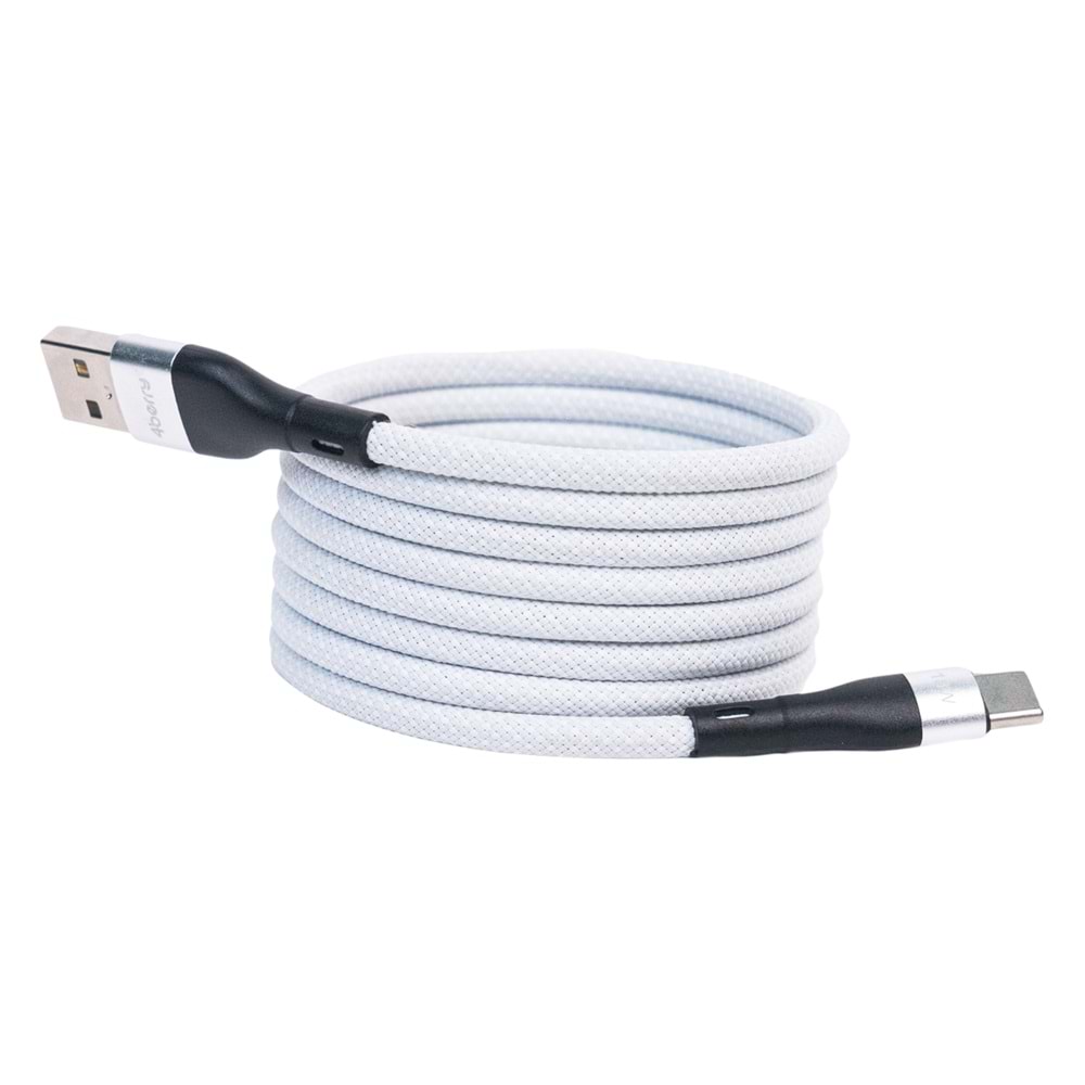 KS-AC01 Beyaz Manyetik USB-C-USB-A Kablo – 1 m, Süper Hızlı Şarj