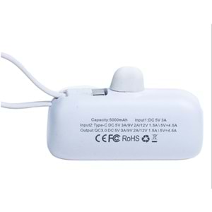 DX268Y Beyaz Powerbank – 5.000 mAh, 22.5 W Lightning Hızlı Şarj