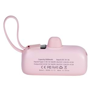 DX268Y Pembe Powerbank – 5.000 mAh, 22.5 W Lightning Hızlı Şarj