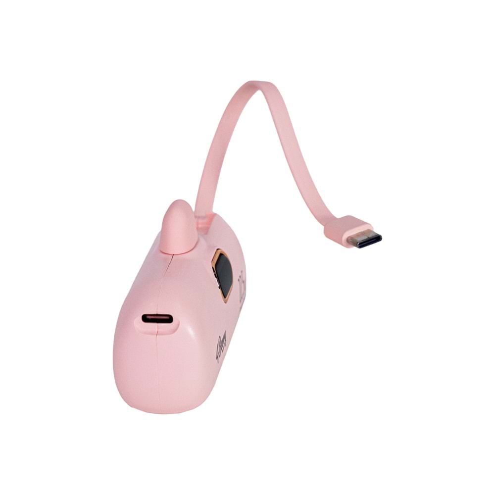 DX268Y Pembe Powerbank – 5.000 mAh, 22.5 W Lightning Hızlı Şarj