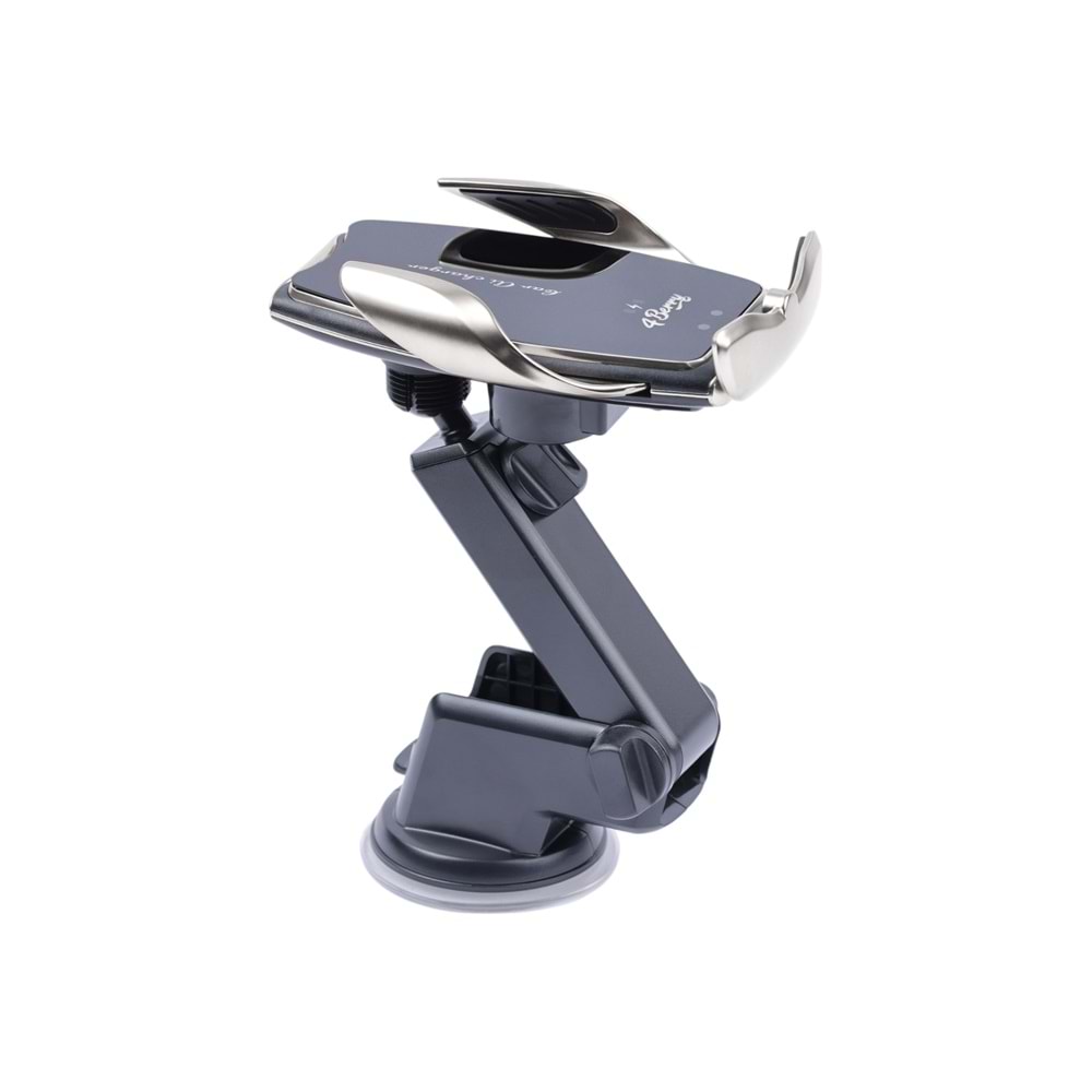 A8G Gri Araç Tutucu – 15 W Kablosuz Hızlı Şarj, Otomatik Kıskaçlı