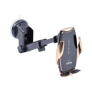 A8G Gold Araç Tutucu – 15 W Kablosuz Hızlı Şarj, Otomatik Kıskaçlı