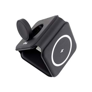W07B Siyah 3 in 1 Manyetik Kablosuz Şarj Standı – iPhone, AirPods, Apple Watch