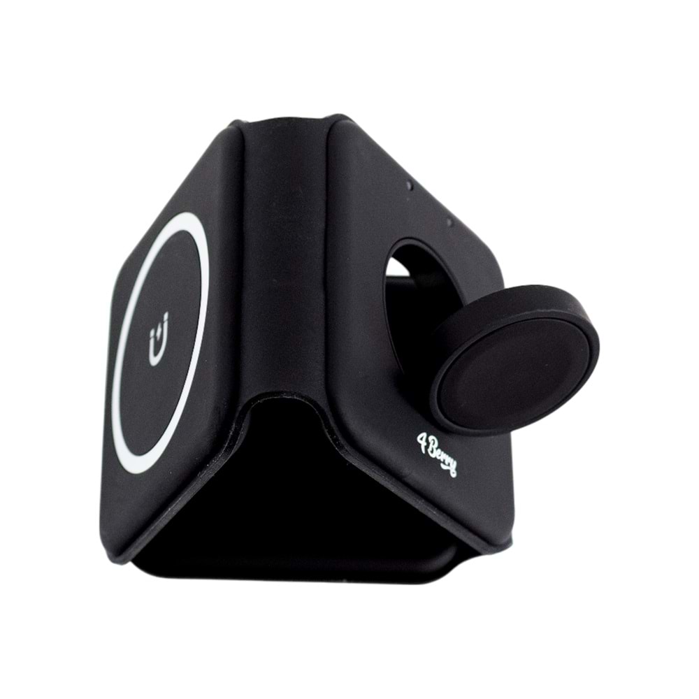 W07B Siyah 3 in 1 Manyetik Kablosuz Şarj Standı – iPhone, AirPods, Apple Watch
