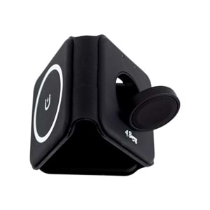W07B Siyah 3 in 1 Manyetik Kablosuz Şarj Standı – iPhone, AirPods, Apple Watch