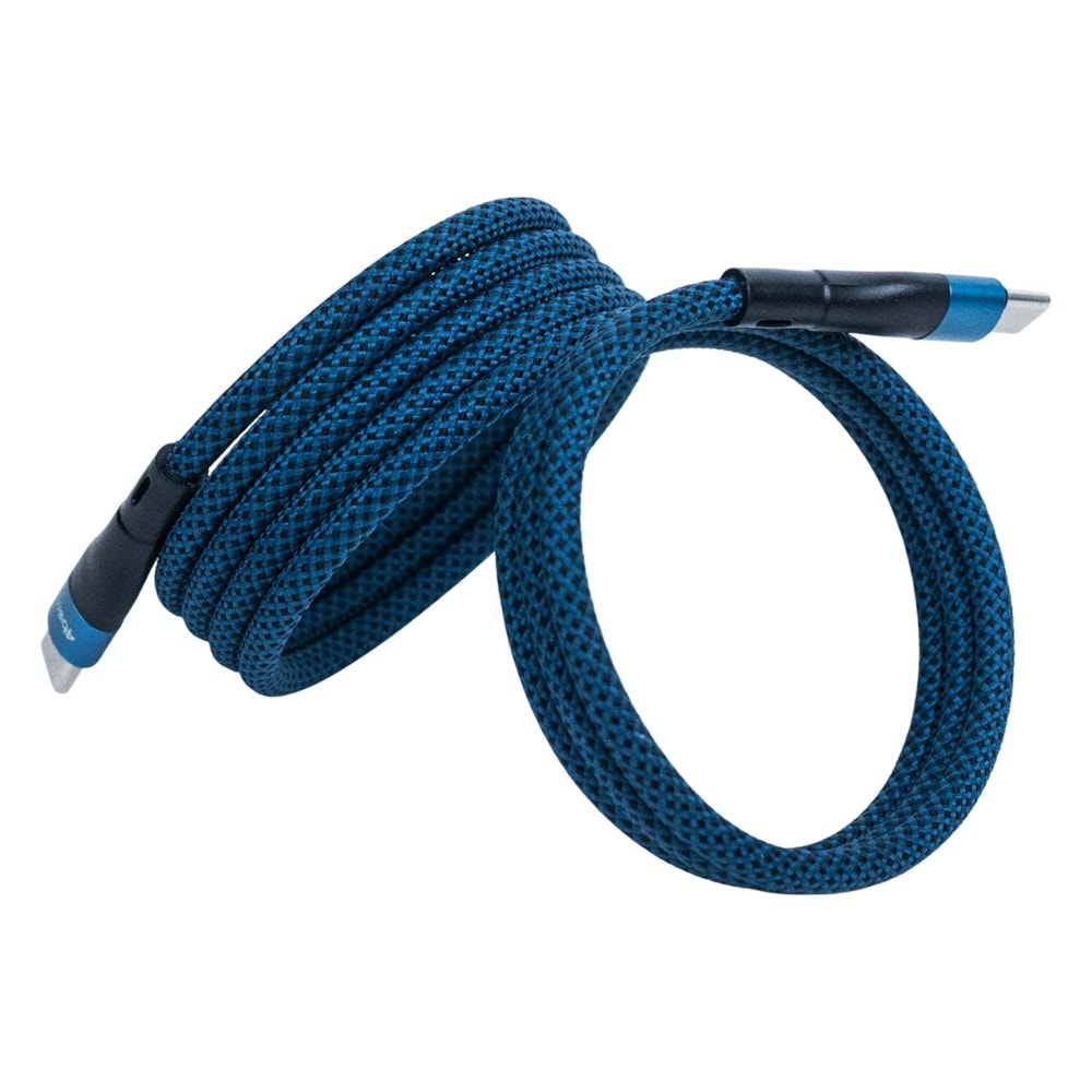 BMCC-05 Mavi USB-C-C Manyetik Kablo – 1.5 m, 100 W Süper Hızlı Şarj