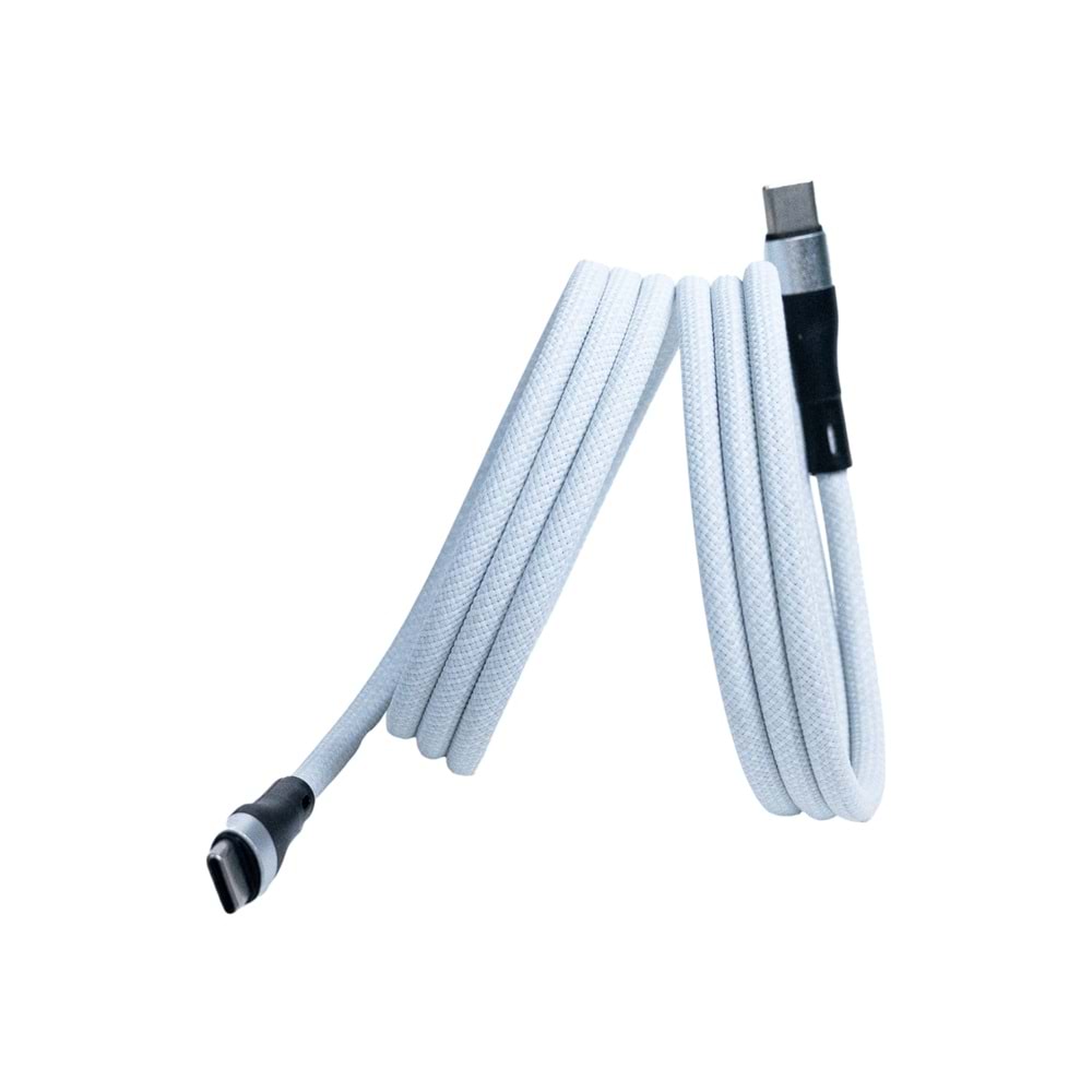 BMCC-02 Beyaz Manyetik USB-C-USB-C Kablo – 1.5 m, 60 W Hızlı Şarj